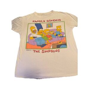 Vintage 80s The Simpsons Shirt Medium White Family Bonding Bart Homer Marge 1989